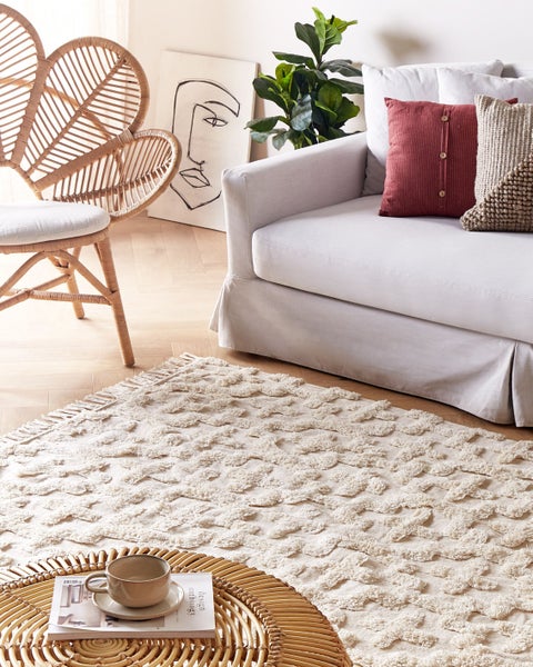 Teppich ITANAGAR Beige 140 x 200 cm Baumwolle