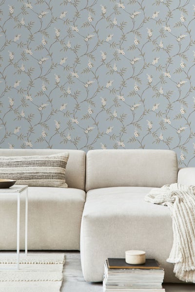 Borastapeter Tapete Blumen Blau - 53 cm x 10.05 m - 662645