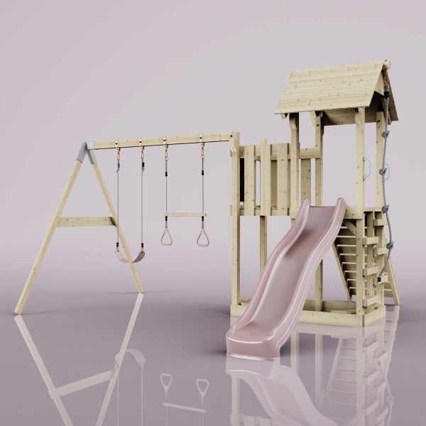 Spielturm mit Schaukel, Rutsche und Kletterleiter für den Garten