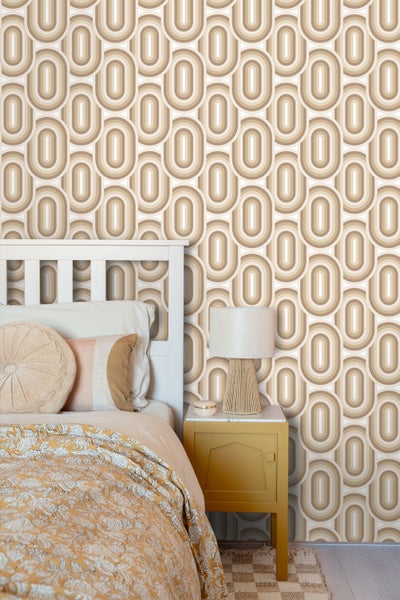 ESTAhome Tapete Retro-Ornamente Beige und Braun - 50 x 900 cm - 130981