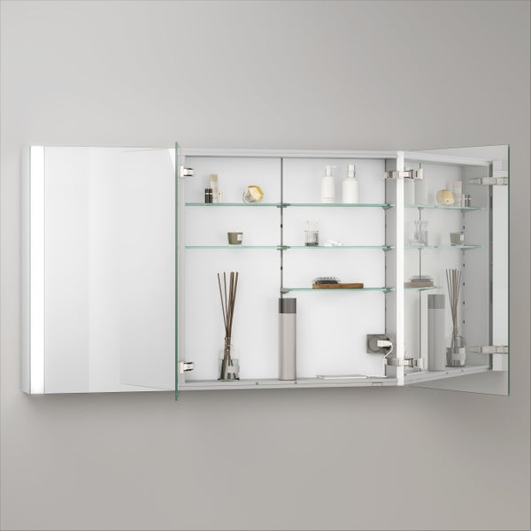 KEUCO Royal Mia Aufputz-LED-Spiegelschrank 120cm, 3 Türen, Seiten verspiegelt