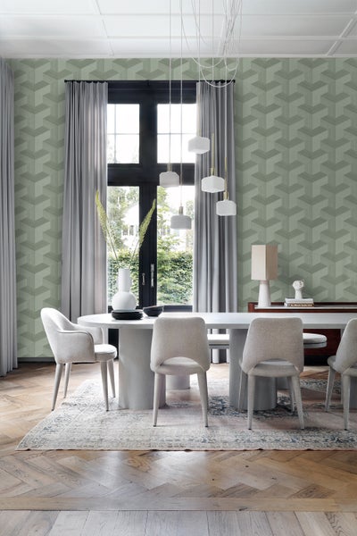 Origin Wallcoverings Tapete 3D-Muster Graugrün - 53 cm x 10.05 m - 347951