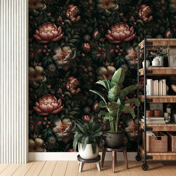 Fototapete Blumen Stick­muster 200 x 300 cm