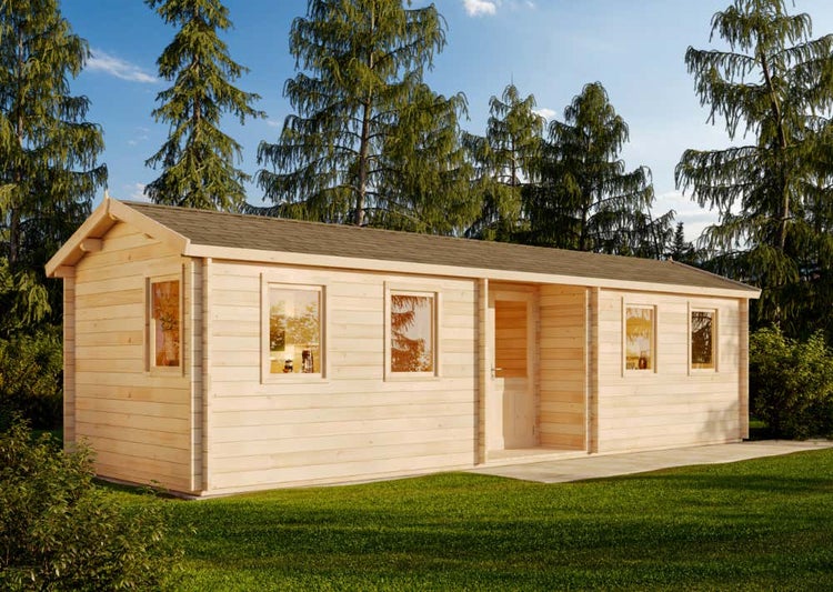 Alpholz Gartenhaus Helmand Gartenhaus aus Holz, Holzhaus mit 44 mm Wandstärke, Blockbohlenhaus mit Montagematerial, Naturbelassen 9,2x3,3m