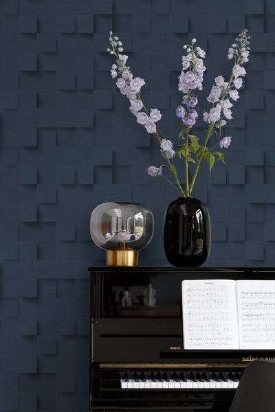 Origin Wallcoverings Tapete 3D-Würfel Dunkelblau - 50 x 900 cm - 347902