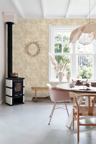 ESTAhome Tapete tropische Blätter Hellbeige - 50 x 900 cm - 139888