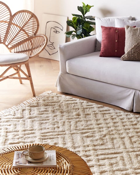 Teppich ARDAHAN Beige 140 x 200 cm Baumwolle