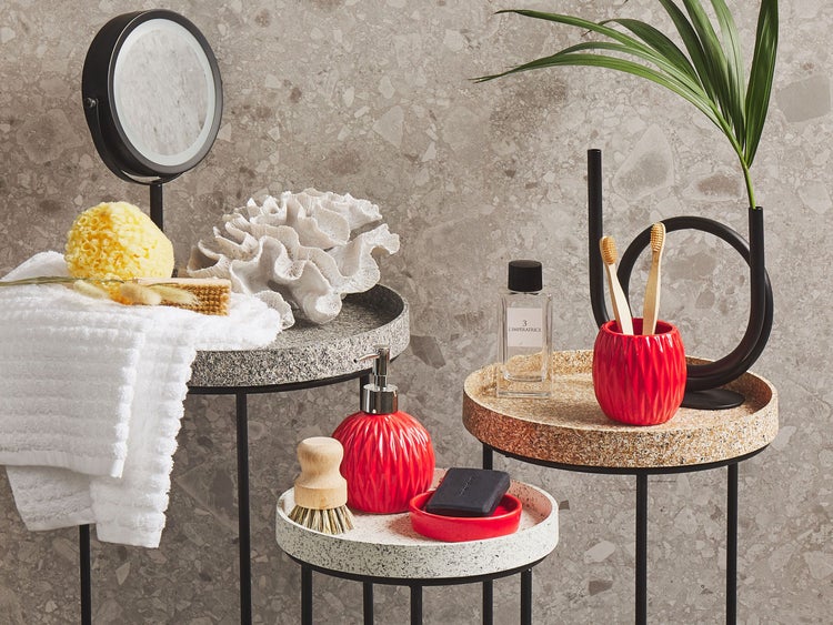 Badaccessoires Set 3-teilig BELEM Keramik Rot