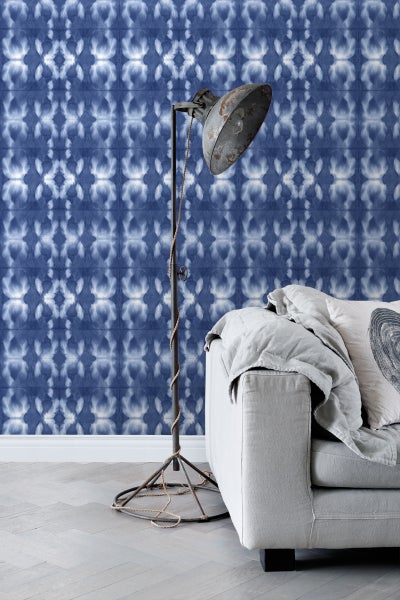 ESTAhome Tapete Tie-Dye Shibori Muster Indigoblau - 53 cm x 10.05 m - 148685