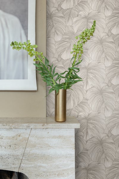 Origin Wallcoverings Tapete 3D Muster Blätter Hellgrau HORNBACH