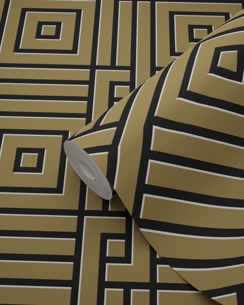 Origin Wallcoverings Tapete 3D grafisches Motiv Gold und Schwarz - 50 x 900 cm - 347979