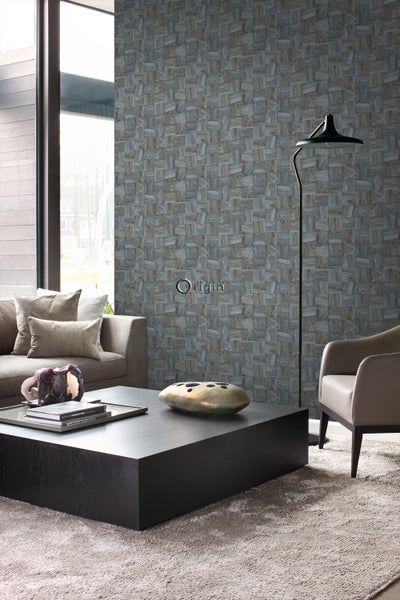 Origin Wallcoverings Tapete quadratische Holzstücke Hellgrau - 53 cm x 10.05 m - 347514