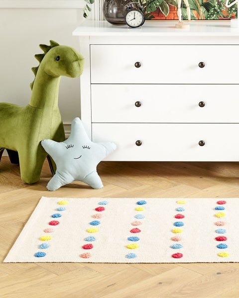 Kinderteppich LELES Beige 80 x 150 cm Baumwolle