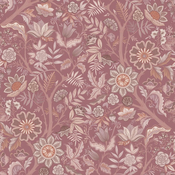 ESTAhome Tapete Blumenmuster mauve-violett - 50 x 900 cm - 131331