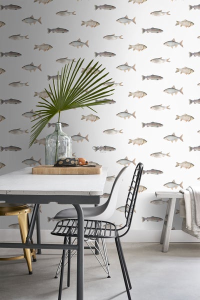 ESTAhome Tapete Fische Grau - 50 x 900 cm - 139362