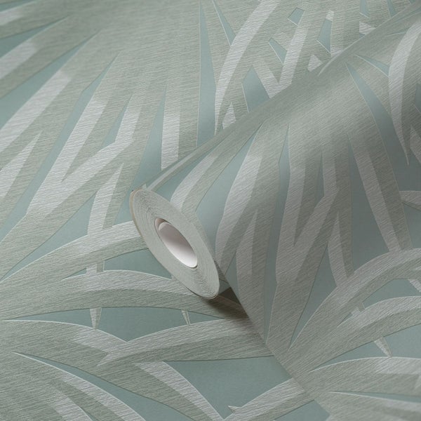 A.S. Création Tapete Palmblätter Blau und Mintgrün - 53 cm x 10.05 m - AS-393384