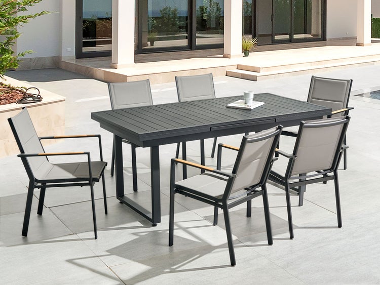 Gartenmöbel Set 6-Sitzer VALCANETTO/BUSSETO Metall Schwarz