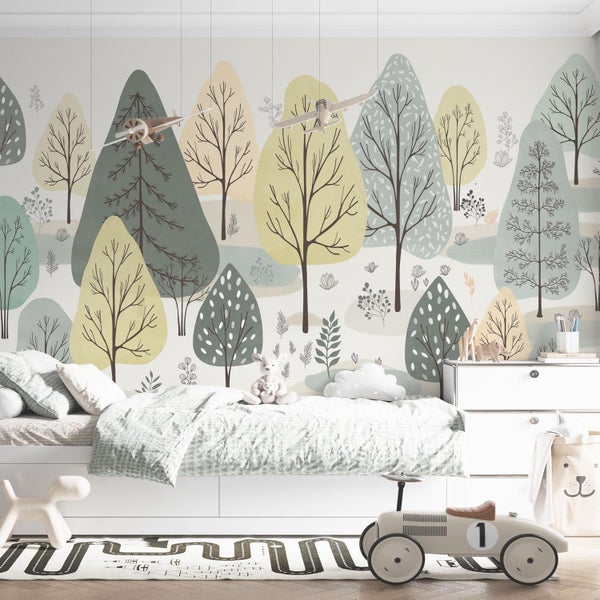 Kindertapete Pastell Wald 150 x 280 cm