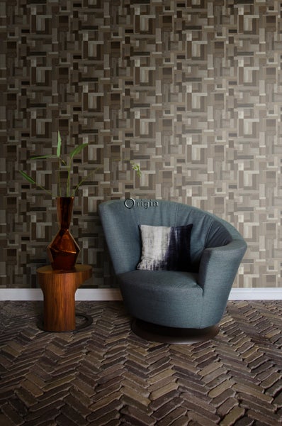 Origin Wallcoverings Tapete Altholz-Motiv Dunkelbraun - 53 cm x 10.05 m - 337221