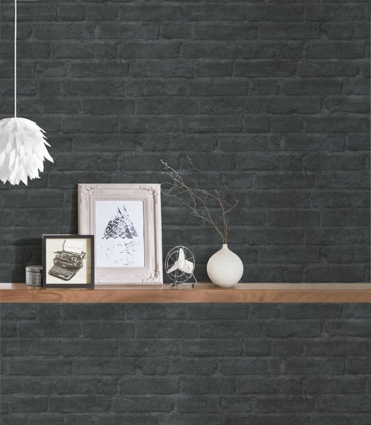 Livingwalls Tapete Steinoptik Antrazitgrau - 53 cm x 10.05 m - AS-377475