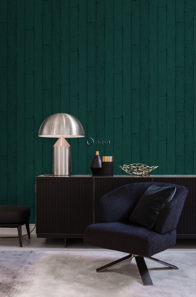 Origin Wallcoverings Tapete Holz-optik Smaragdgrün - 53 cm x 10.05 m - 347536