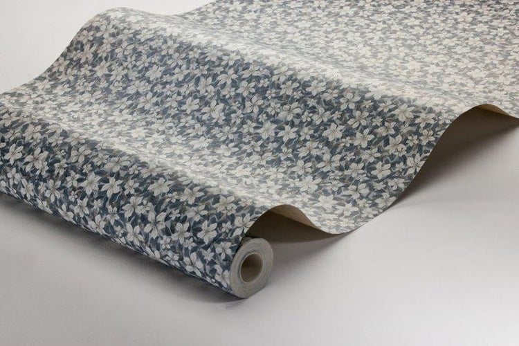 Borastapeter Tapete Blumenmuster Graublau - 53 cm x 10.05 m - 660918