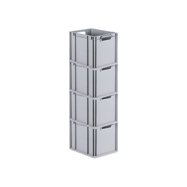 PROREGAL Spar Set 4x Eurobox Nextgen Economy Mit Scharnierdeckel & Gelben Schiebeschnappverschlüssen Griffe Offen HxBxT 32 x 30 x 40 cm 30 Liter