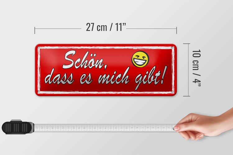 Blechschild Spruch 27x10cm Schön dass es mich gibt Dekoration