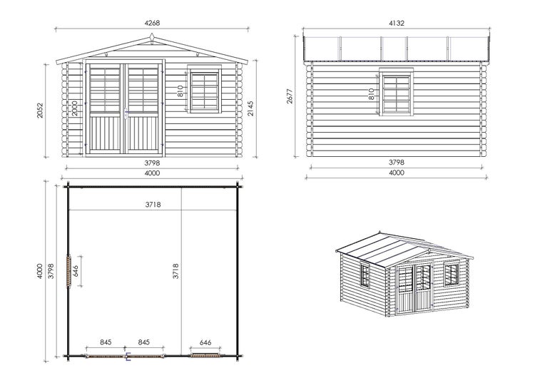 Gartenhaus, Gerätehaus 16m2 - 4x4m - 40mm
