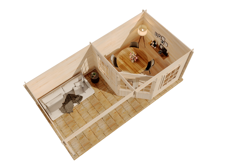 Alpholz Gartenhaus Carl-28 aus Massiv Holz, Gerätehaus mit 28 mm Wandstärke, Garten Holzhaus inklusive Montagematerial, Geräteschuppen 598 x 300 cm, Pultdach