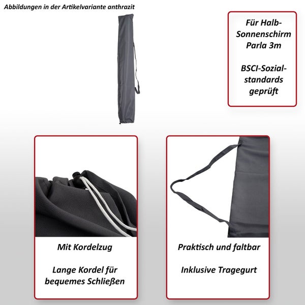 Schutzhülle für Sonnenschirm Parla 3 m mit Kordelzug und Tragegurt