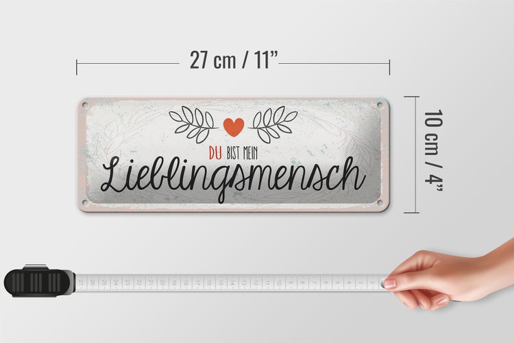 Blechschild Spruch Du mein Lieblingsmensch Herz 27x10cm Dekoration