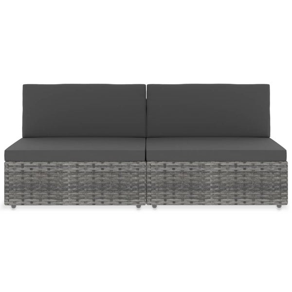 Modulares 2-Sitzer-Sofa Poly Rattan Grau
