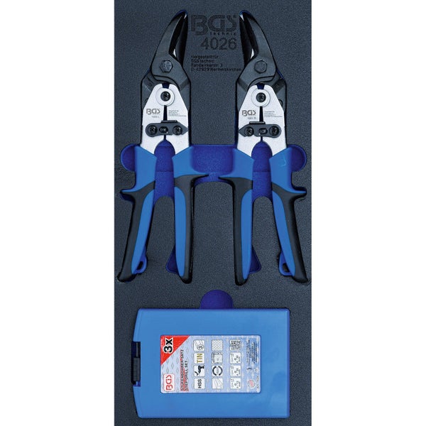 BGS Set aus Blechscheren und Stufenbohrern