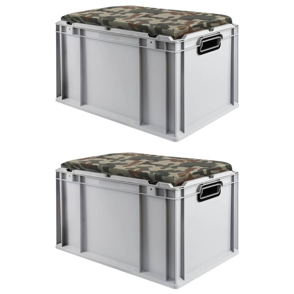 PROREGAL Eurobox NextGen Seat Box Camouflage HxBxT 36,5 x 40 x 60 cm 65 Liter Griffe Offen Eurobehälter Sitzbox Transportbox