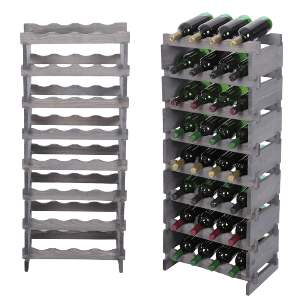 Weinregal VINOTECA FLEX PRO HxBxT 107x46x28cm 32 Flaschen auf 8 Ebenen Massives Kiefernholz Grau
