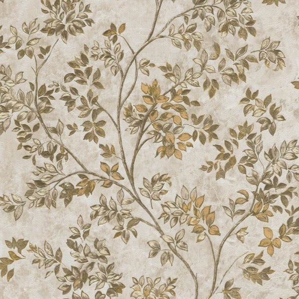 Zambaiti Tapete Blätter Grau - 53 cm x 10 m - 661838