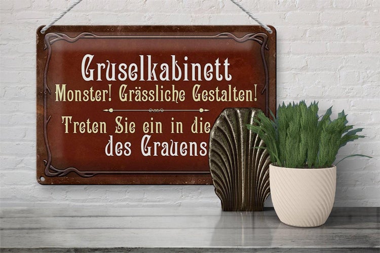 Blechschild Spruch 30x20cm Gruselkabinett treten Sie ein