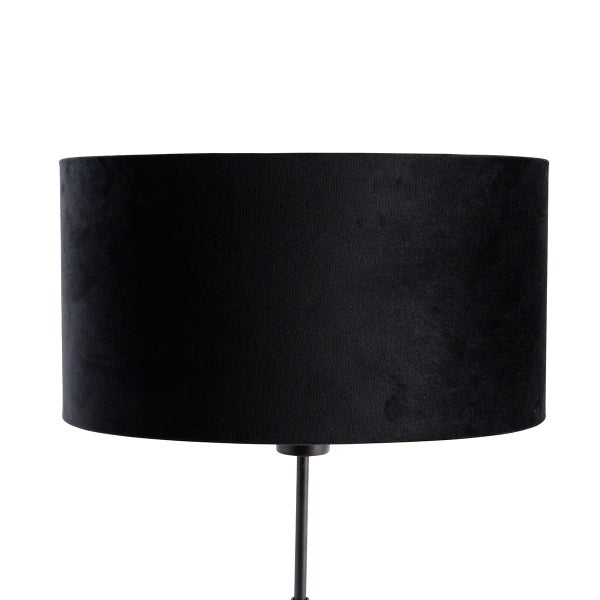 Schwarze Stehleuchte mit Stoffschirm