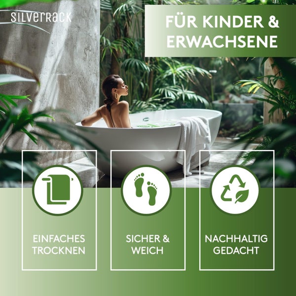SilverRack Badewannenmatte 100x40 cm (Babyblau) - Antirutschmatte Badewanne BPA frei für Kinder und Babys - Duschmatte schimmelresistent & maschinenwaschbar - Badematte rutschfest