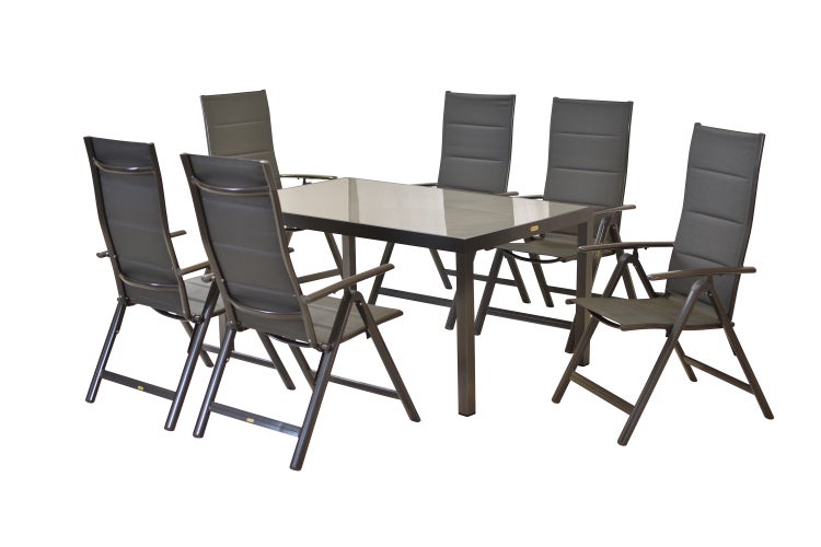 Gartentisch mit sechs Gartenstühlen