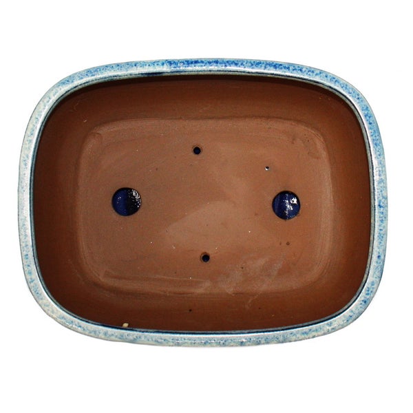 Bonsai-Schale mit Unterteller Gr. 4 - Blau-Beige - rechteckig - Modell GB5 - L 26cm - B 20cm - H 9cm