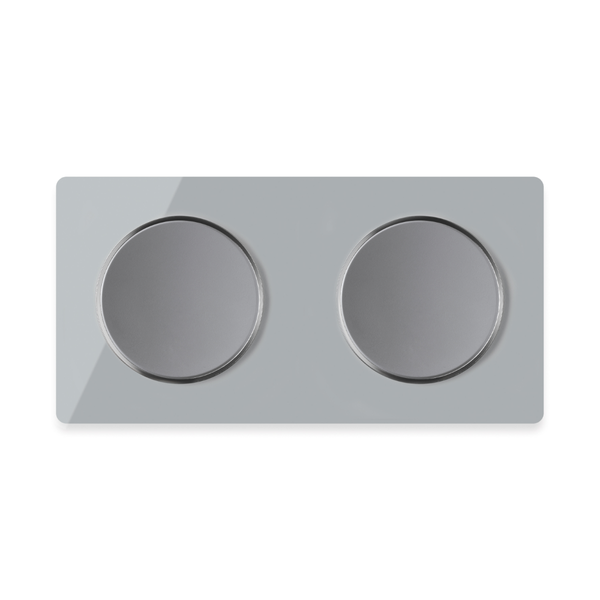 Doppelter Drehdimmer mit rechteckiger Abdeckplatte fuer die Unterputzmontage