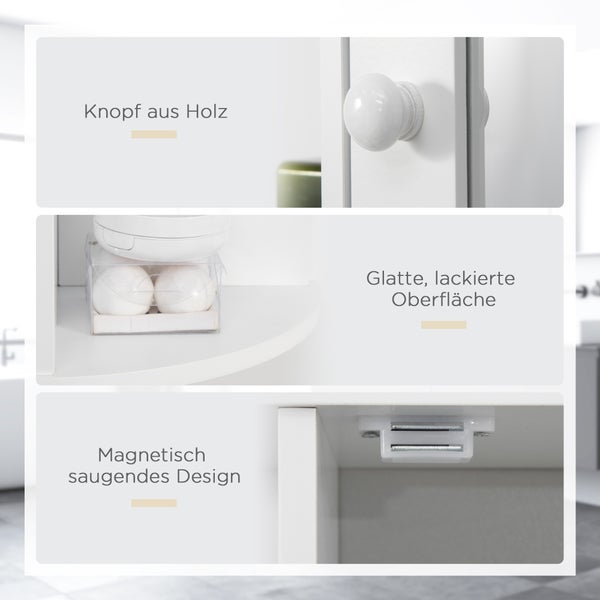 HOMCOM Spiegelschrank Bad, Badezimmerschrank mit Spiegeltür, Badschrank mit offenen Regalböden, Hängeschrank Wandschrank, Weiß, 66 x 17 x 63 cm