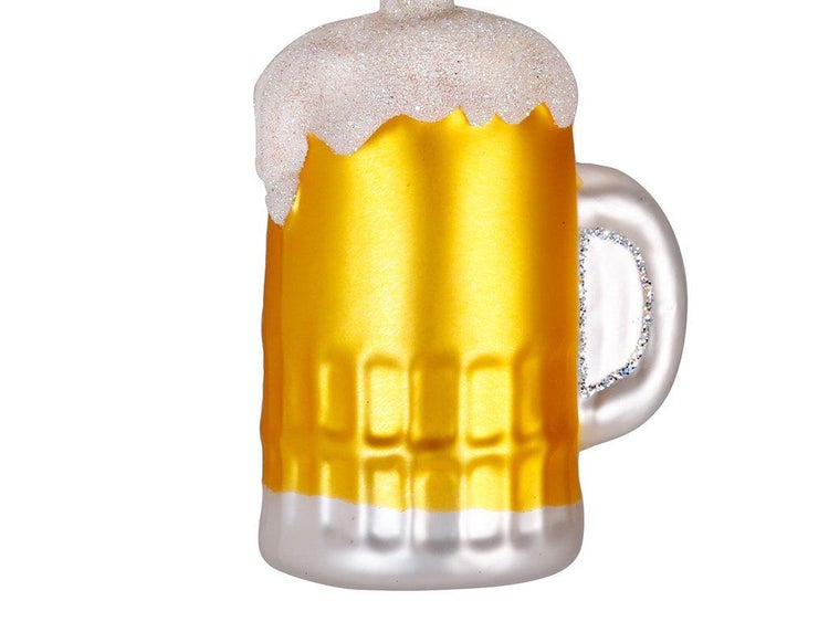 Weihnachtsbaumanhänger aus Glas in Form eines Bierkruges