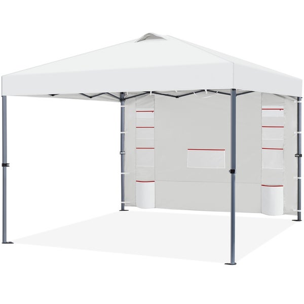 Weißes Faltzelt mit Stahlrahmen und Seitenwänden
