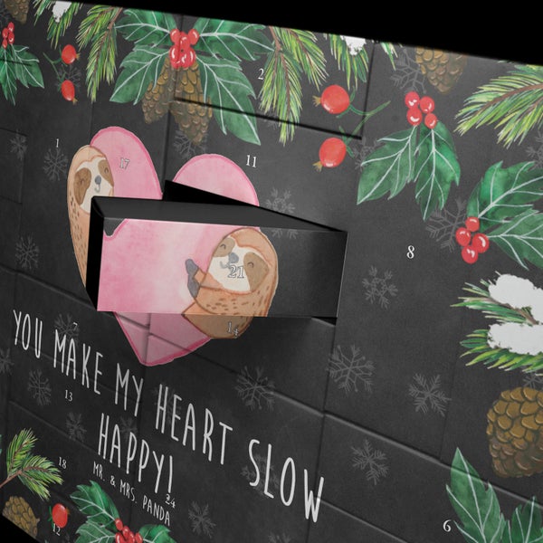 Mr. & Mrs. Panda Befüllbarer Adventskalender Faultiere Herz - Schwarz