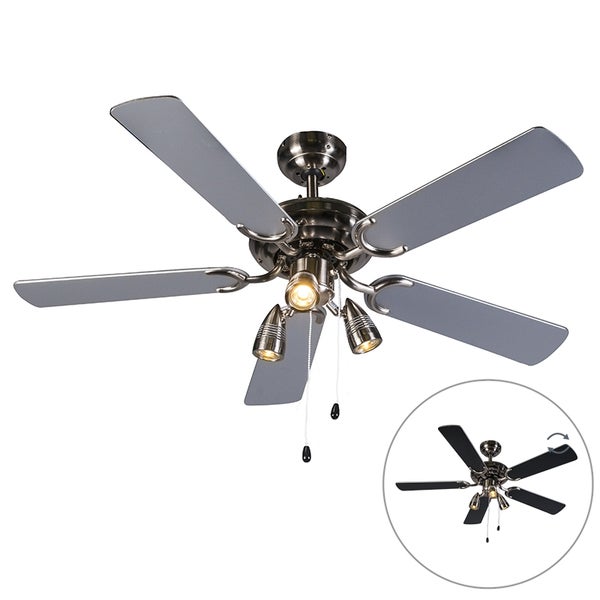 Deckenventilator mit Beleuchtung und fünf Flügeln inklusive Zugschalter für die Deckenmontage