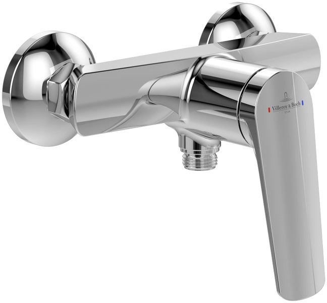 Villeroy & Boch Oasis Duscharmatur, Mischbatterie Dusche mit Rückflussschutz und Keramikkartusche, Einhebel-Duscharmatur für Aufputz Montage, rund, Chrom
