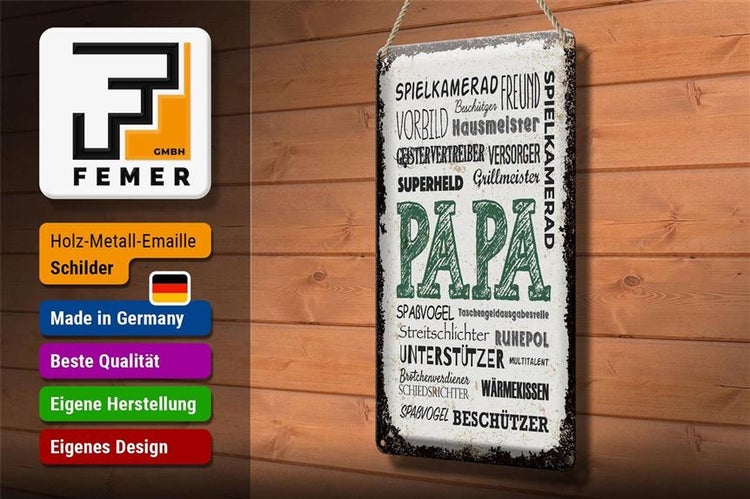 Blechschild Spruch Papa Spielkamerad Beschützer Freund 20x30cm